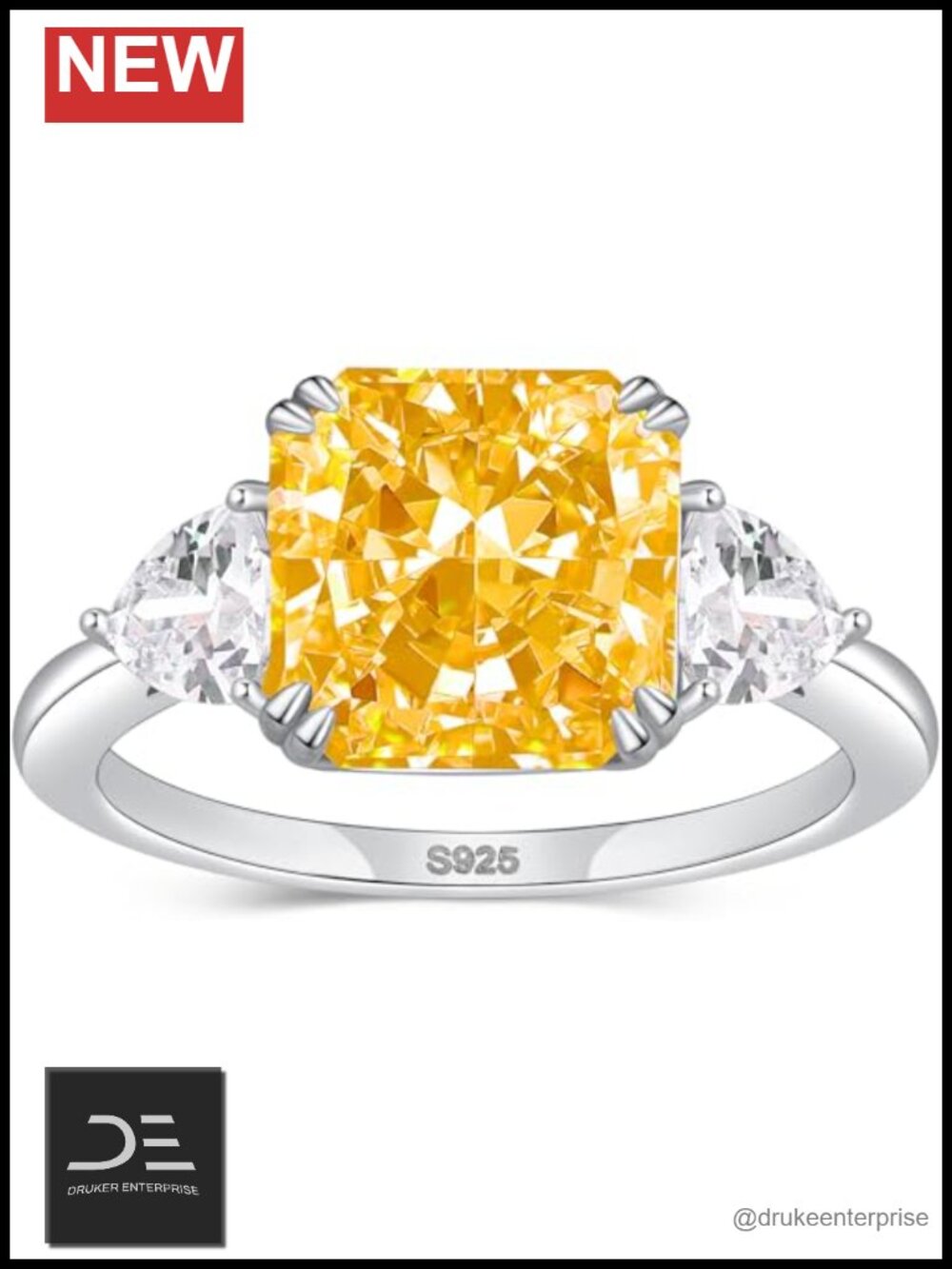 5 CT Simulated Diamond Ring 925 Sterling Silver Princess Cut Engagement Style